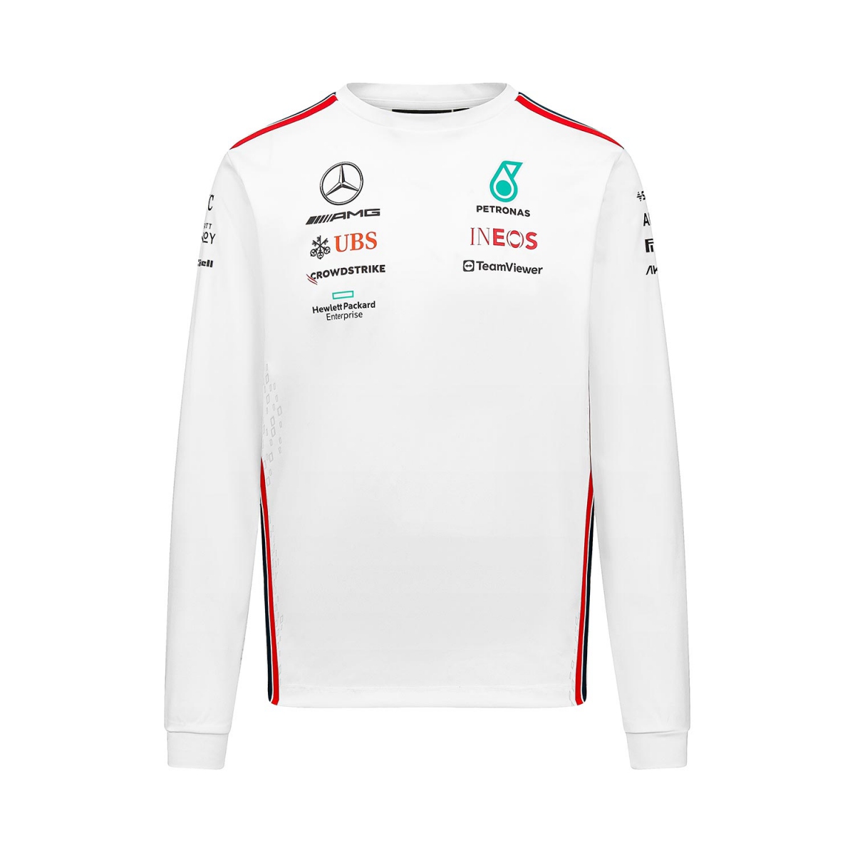 Mercedes AMG Petronas pánske tričko s dlhým rukávom official white F1 Team 2023