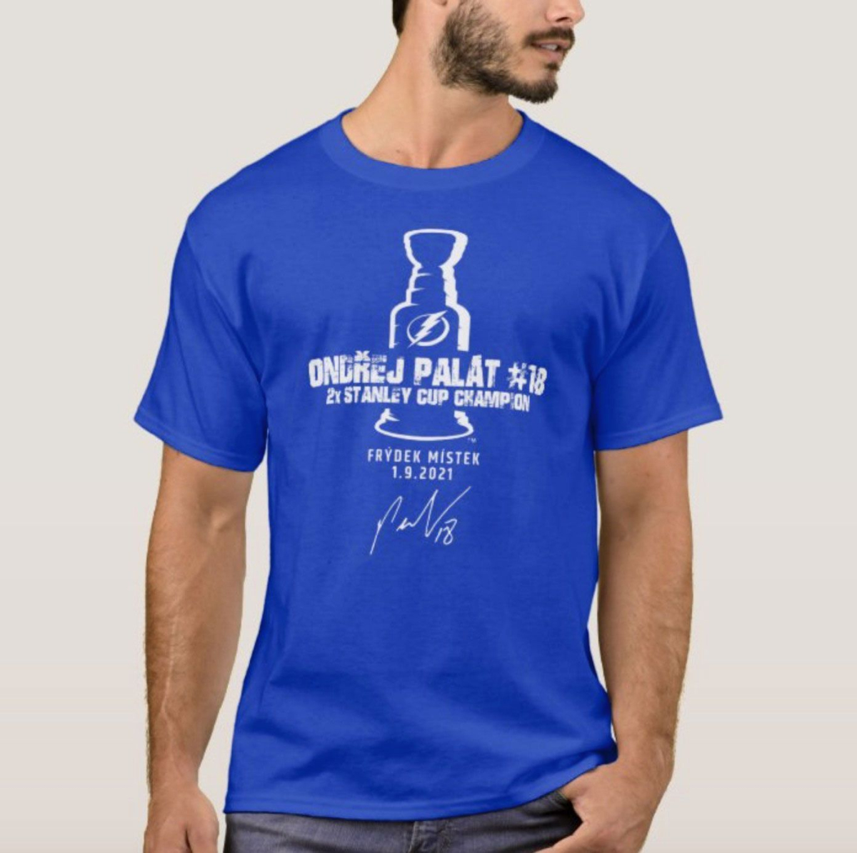 Tampa Bay Lightning pánske tričko Stanley Cup Champion 2021 - blue royal