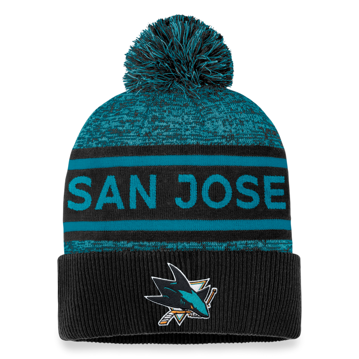 San Jose Sharks zimná čiapka Authentic Pro Rink Heathered Cuffed Pom Knit