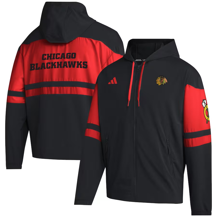 Chicago Blackhawks pánska bunda s kapucňou adidas Full-Zip Hoodie - Black