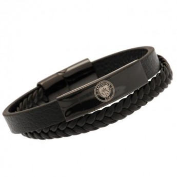 Manchester City kožený náramok Black IP Leather Bracelet