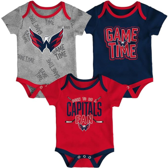 Washington Capitals dojčenské body 3-pack Game Time S/S Creeper Set - Newborn
