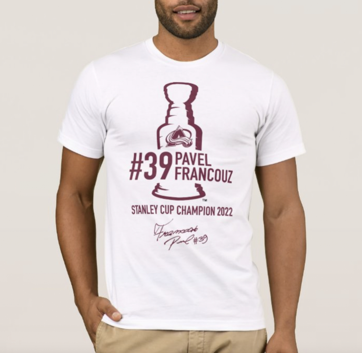 Colorado Avalanche pánske tričko Pavel Francouz #39 Stanley Cup Champion 2022 white