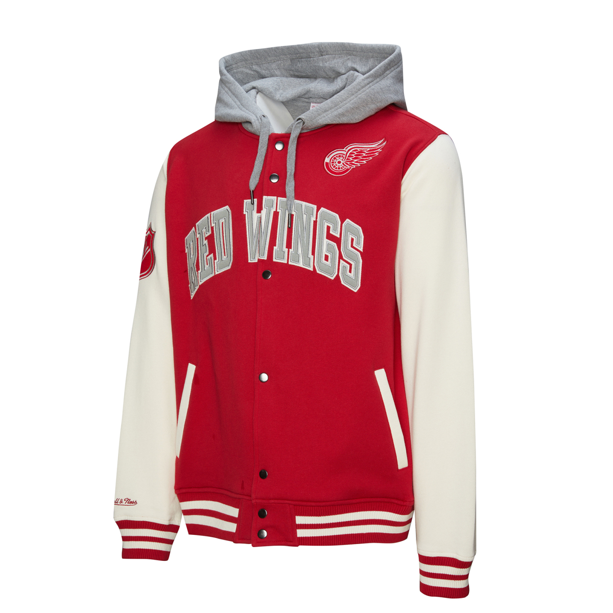 Detroit Red Wings pánska mikina s kapucňou Courtside Fleece Button Front Vintage Logo