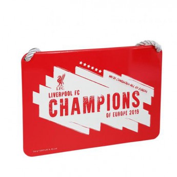 FC Liverpool ceduľa na stenu Champions Of Europe Bedroom Sign