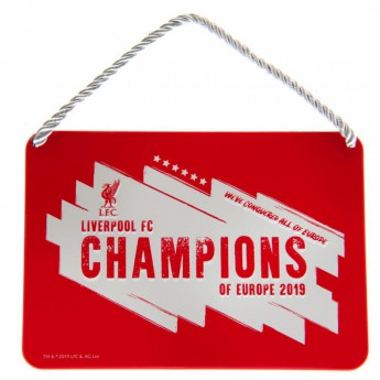FC Liverpool ceduľa na stenu Champions Of Europe Bedroom Sign