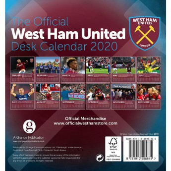 West Ham United stolový kalendár 2020