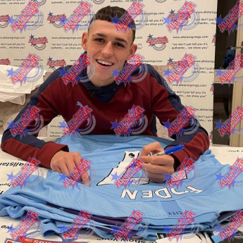 Legendy futbalový dres Manchester City Foden 2019-2020 Signed Shirt