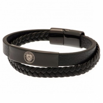 Manchester City kožený náramok Black IP Leather Bracelet