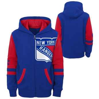 New York Rangers detská mikina s kapucňou faceoff colorblocked fleece full-zip