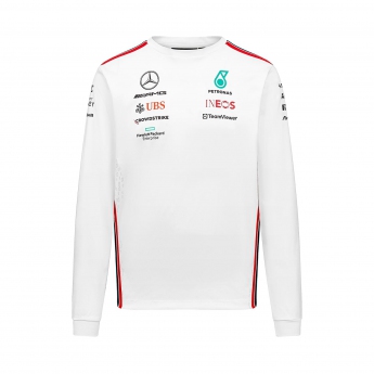 Mercedes AMG Petronas pánske tričko s dlhým rukávom official white F1 Team 2023