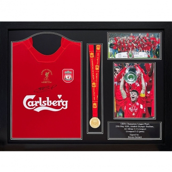 Legendy zarámované dresy Liverpool FC 2005 Gerrard Signed Shirt & Medal (Framed)