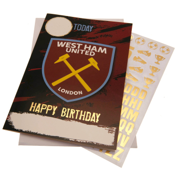 West Ham United narodeninová pohľadnica so samolepkami Have a fantastic birthday