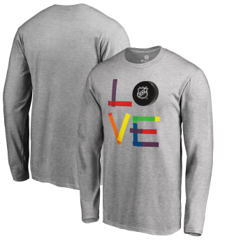NHL produkty pánske tričko s dlhým rukávom grey NHL logo Hockey Is For Everyone Love Square