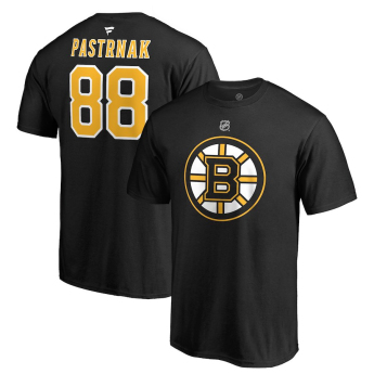 Boston Bruins pánske tričko black #88 David Pastrňák Stack Logo Name & Number