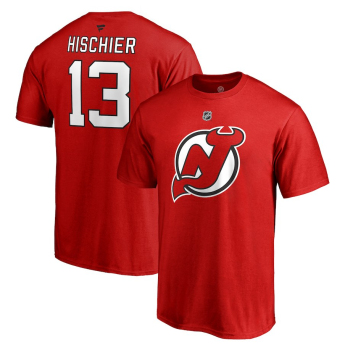 New Jersey Devils pánske tričko red #13 Nico Hischier Stack Logo Name & Number