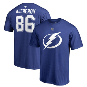 Tampa Bay Lightning pánske tričko blue #86 Nikita Kucherov Stack Logo Name & Number