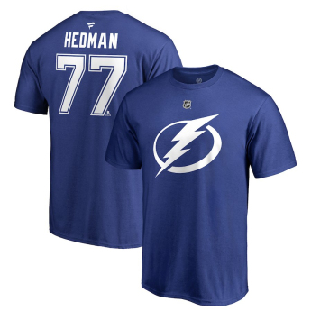 Tampa Bay Lightning pánske tričko blue #77 Victor Hedman Stack Logo Name & Number