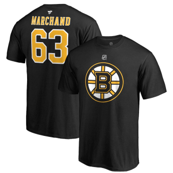 Boston Bruins pánske tričko black #63 Brad Marchand Stack Logo Name & Number