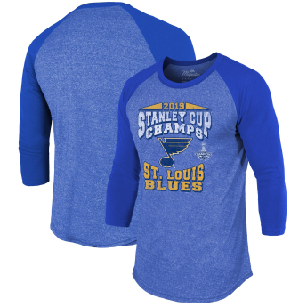 St. Louis Blues pánske tričko s dlhým rukávom 2019 Stanley Cup Champions The City Never Sleeps Raglan Tri-Blend