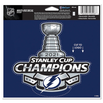 Tampa Bay Lightning samolepka 2021 Stanley Cup Champions 4´´ x 6´´ Cut-to-Logo Multi-Use Decal