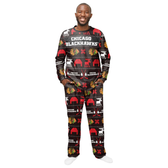 Chicago Blackhawks pánske pyžamo ugly holiday pajamas nhl