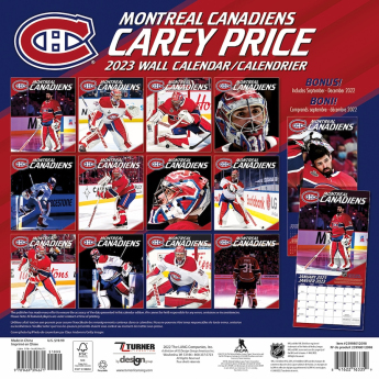 Montreal Canadiens kalendár Carey Price #31 2023 Wall Calendar