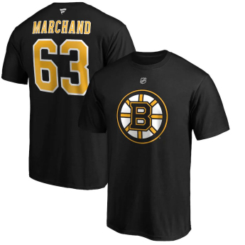 Boston Bruins pánske tričko Brad Marchand #63 Stack Logo Name & Number
