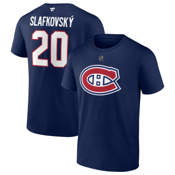 Montreal Canadiens pánske tričko Juraj Slafkovsky #20 Stack Logo Name & Number Blue