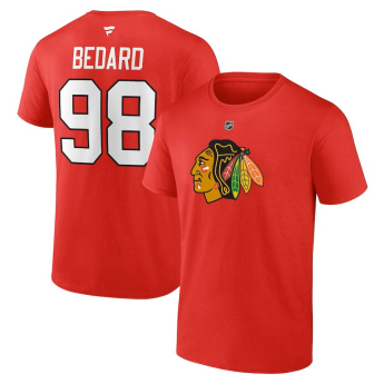 Chicago Blackhawks pánske tričko Connor Bedard #98 Draft 2023 Stack Logo Name & Number Red