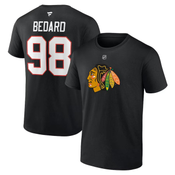 Chicago Blackhawks pánske tričko Connor Bedard #98 Draft 2023 Stack Logo Name & Number Black