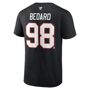 Chicago Blackhawks pánske tričko Connor Bedard #98 Draft 2023 Stack Logo Name & Number Black