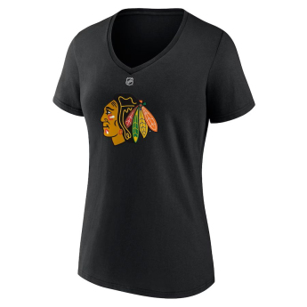 Chicago Blackhawks dámske tričko Connor Bedard #98 Draft 2023 Stack Logo Name & Number V-Neck Black