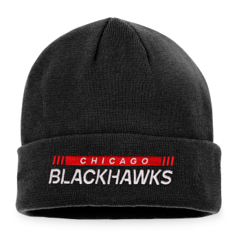Chicago Blackhawks zimná čiapka Authentic Pro Game & Train Cuffed Knit Black