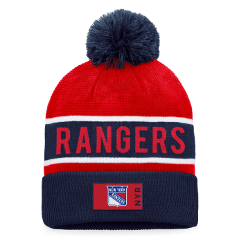 New York Rangers zimná čiapka Authentic Pro Game & Train Cuffed Pom Knit Deep Royal-Athletic Red