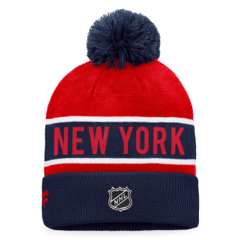 New York Rangers zimná čiapka Authentic Pro Game & Train Cuffed Pom Knit Deep Royal-Athletic Red