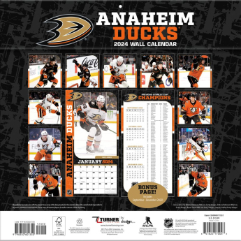 Anaheim Ducks kalendár 2024 Wall Calendar