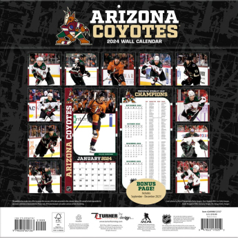 Arizona Coyotes kalendár 2024 Wall Calendar