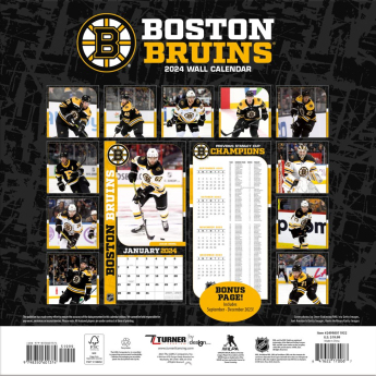 Boston Bruins kalendár 2024 Wall Calendar