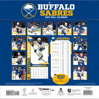 Buffalo Sabres kalendár 2024 Wall Calendar