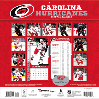 Carolina Hurricanes kalendár 2024 Wall Calendar