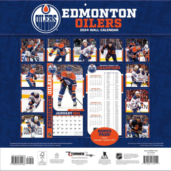 Edmonton Oilers kalendár 2024 Wall Calendar