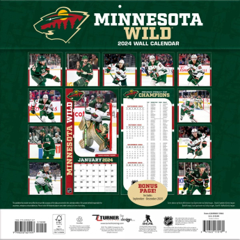 Minnesota Wild kalendár 2024 Wall Calendar