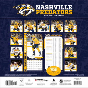 Nashville Predators kalendár 2024 Wall Calendar