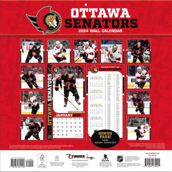 Ottawa Senators kalendár 2024 Wall Calendar