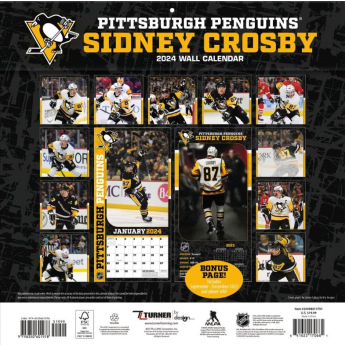 Pittsburgh Penguins kalendár Sidney Crosby #87 2024 Wall Calendar