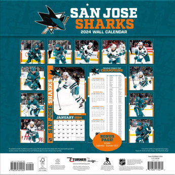 San Jose Sharks kalendár 2024 Wall Calendar