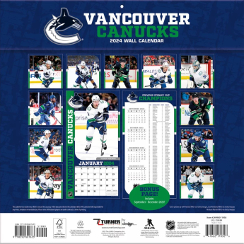 Vancouver Canucks kalendár 2024 Wall Calendar