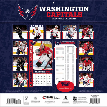 Washington Capitals kalendár 2024 Wall Calendar