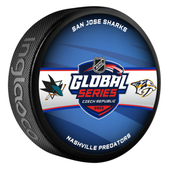 NHL produkty puk Global Series Czech Republic 2022 Dueling Logo San Jose Sharks vs Nashville Predators